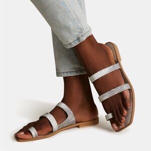 Dolce Vita Pewter Embossed Lizard “Isala” Square Toe Sandals Size 8